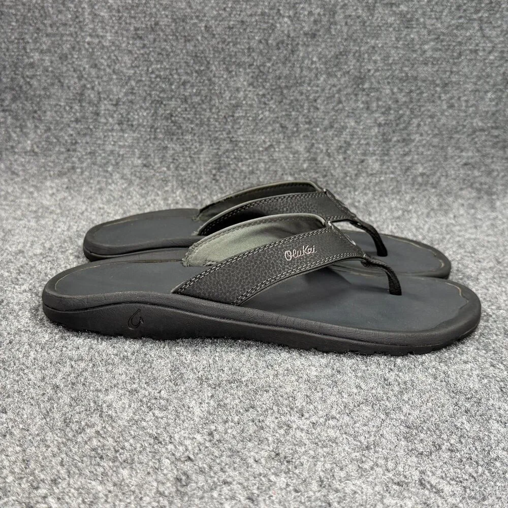 OluKai Ohana‎ Sandals Men's Size 11 Black Athletic Summer Beach Thong Flip Flops